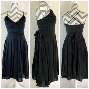 Ted Baker Black Silk Katesha Spaghetti Strap Fit and Flare Holiday (Lg)